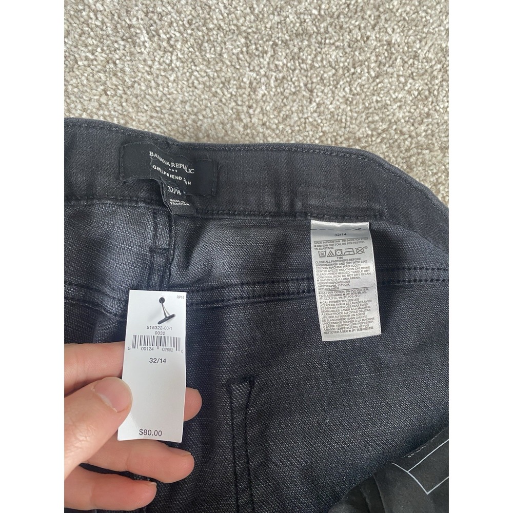 Banana Republic Girlfriend Lowrise Tapered Jeans Distressed Black 32/14 (36x30) - Picture 7 of 10